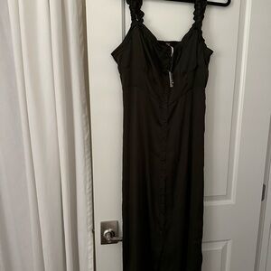 Chic olive green Button-Down Dress